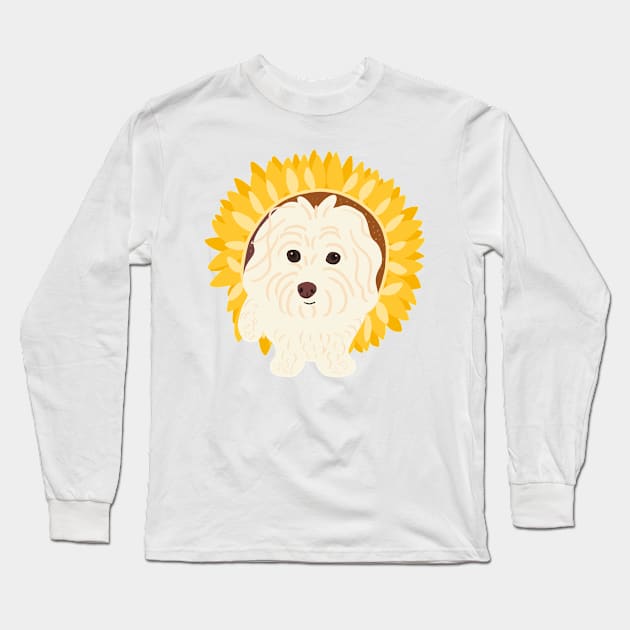 Sunflower Maltipoo Long Sleeve T-Shirt by PatternbyNOK